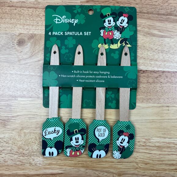 Disney Mickey Mouse St. Patrick's Day Four Pack Spatula Set - NWT - Picture 1 of 4